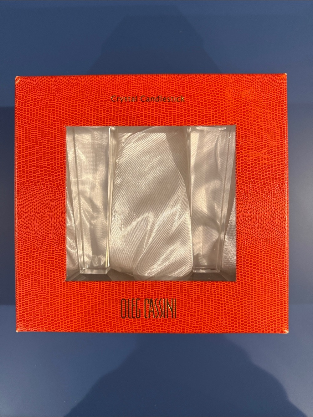 Oleg Cassini Red Gift Box with Silver Candle Holders
